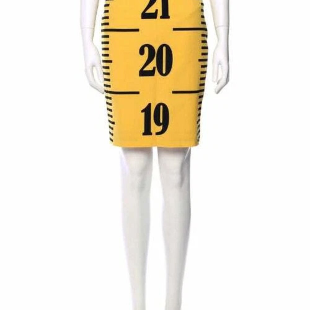 Moschino Couture Ruler Yellow Measure Tape Wool Lined Skirt $975 NWT USA 8 IT42 - Picture 9 of 13